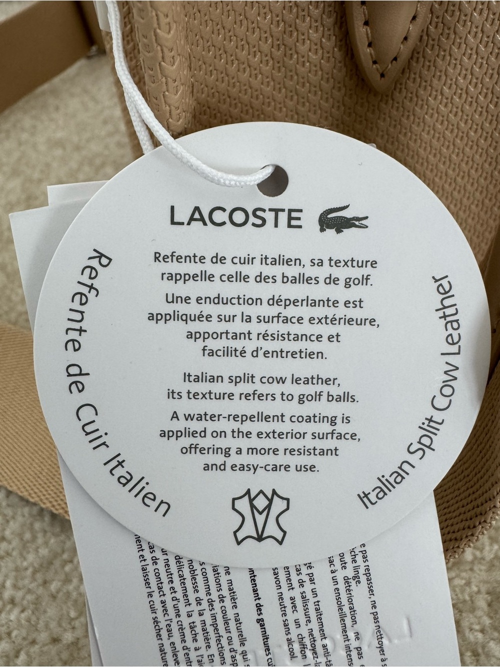Lacoste Beige/Tan Mini Chantaco Leather Tote - Picture 4 of 4